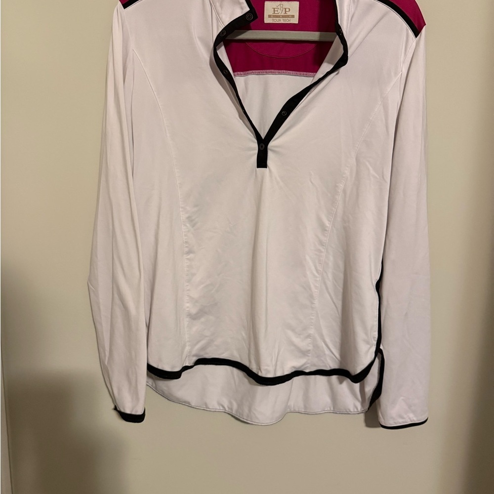 EP Pro White and Black Zippered Polo Top
